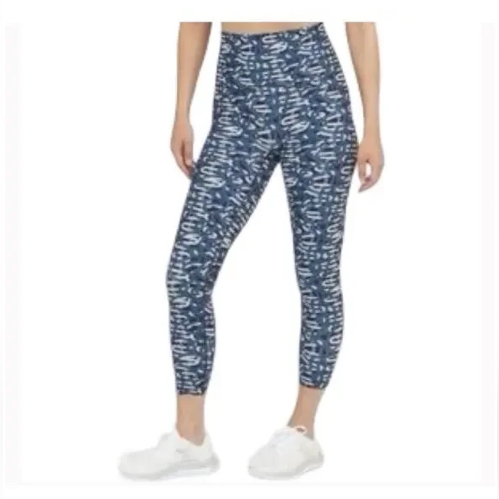 Spanx blue black printed high waisted leggings size small p gym activewe…